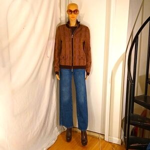 Like New Ralph Lauren Brown Plaid Sweater/Jacket